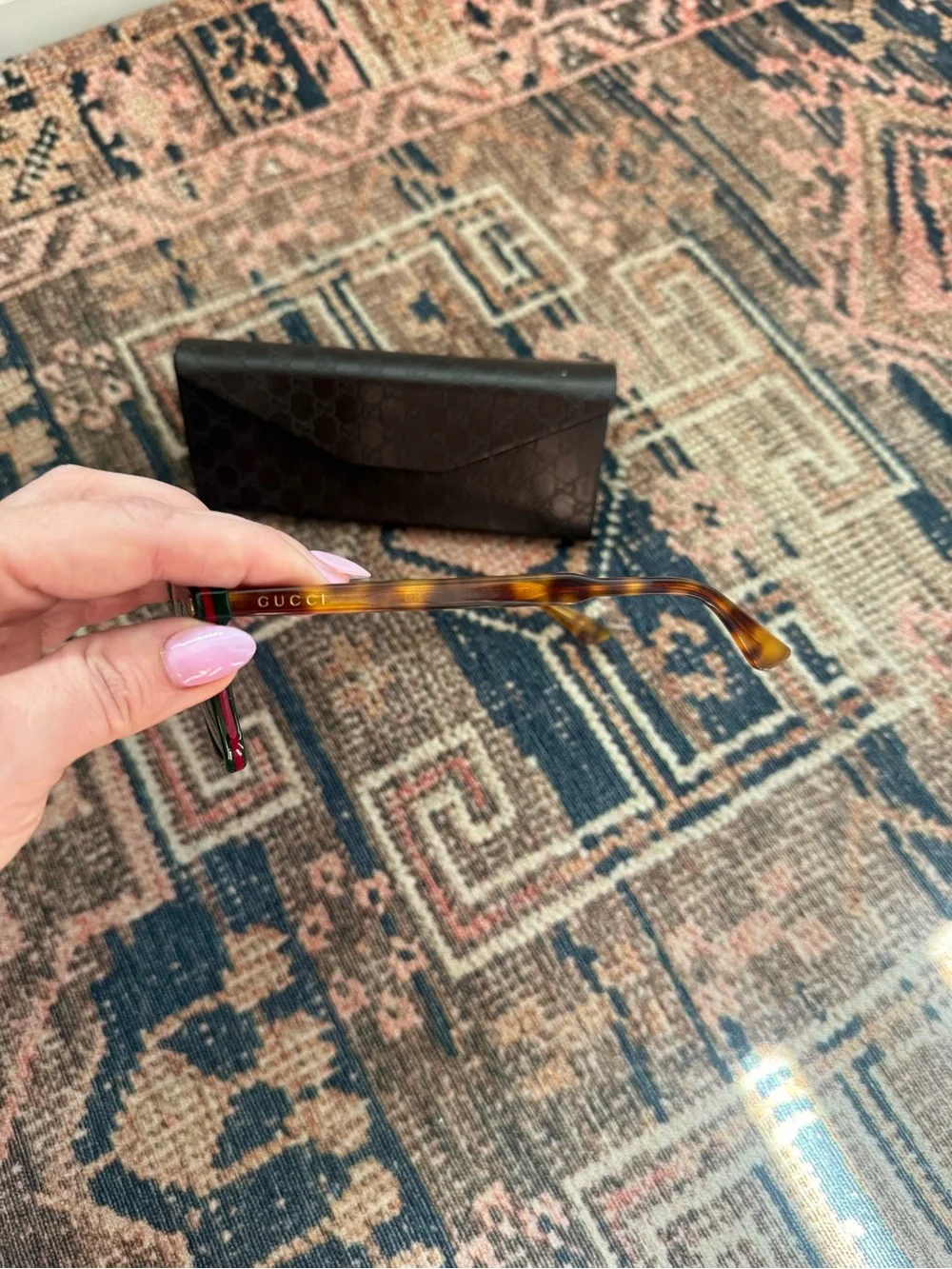 Gucci GG-0125-S Green & Tortoiseshell Square Sunglasses with Case